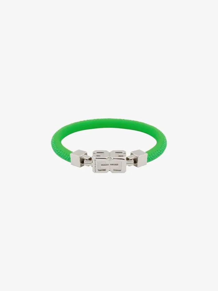 Men Jewelry Givenchy G Cube Bracelet In Leather And Metal Bright Green Men Jewelry Givenchy G Cube Bracelet In Leather And Metal Bright Green