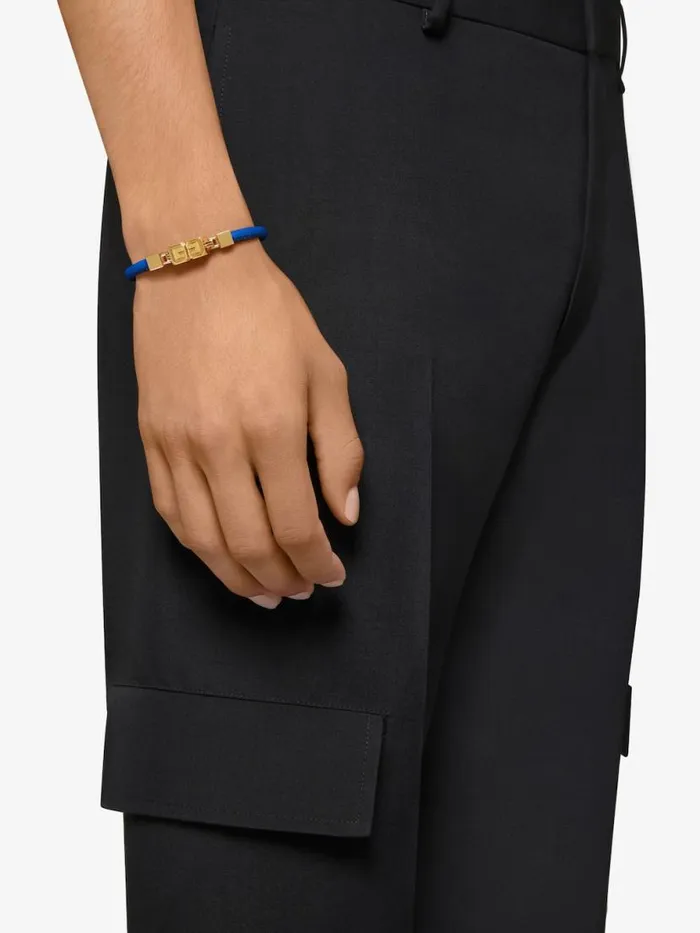 Men Jewelry Givenchy G Cube Bracelet In Leather And Metal Royal Blue