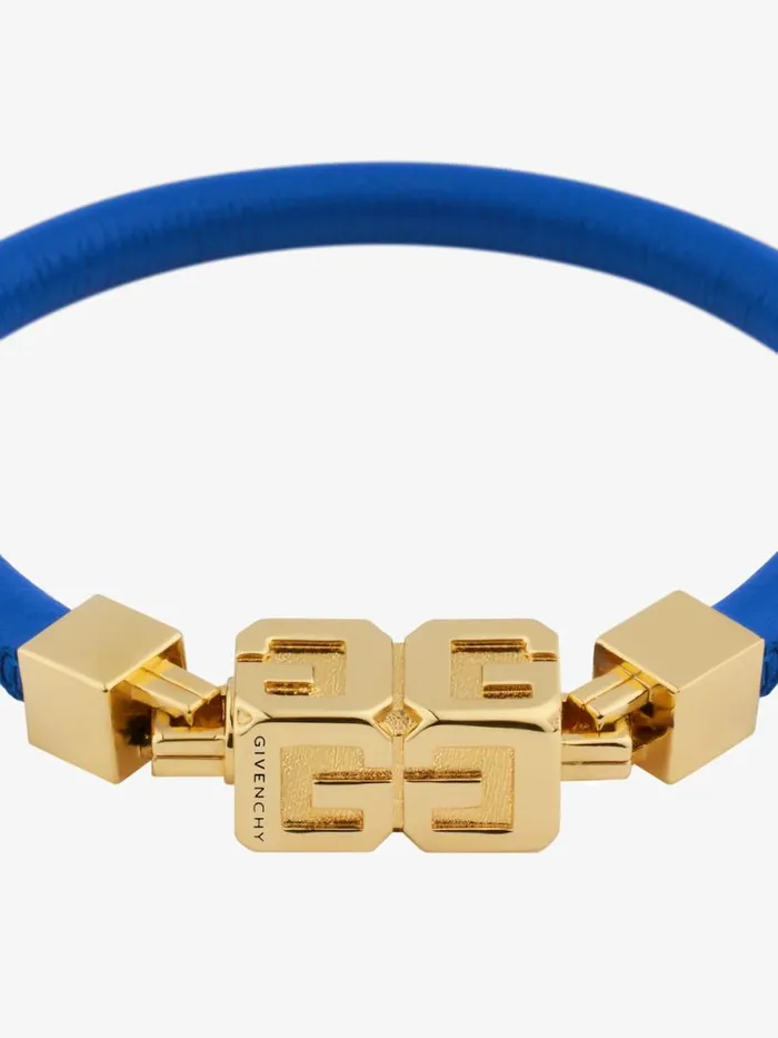 Men Jewelry Givenchy G Cube Bracelet In Leather And Metal Royal Blue