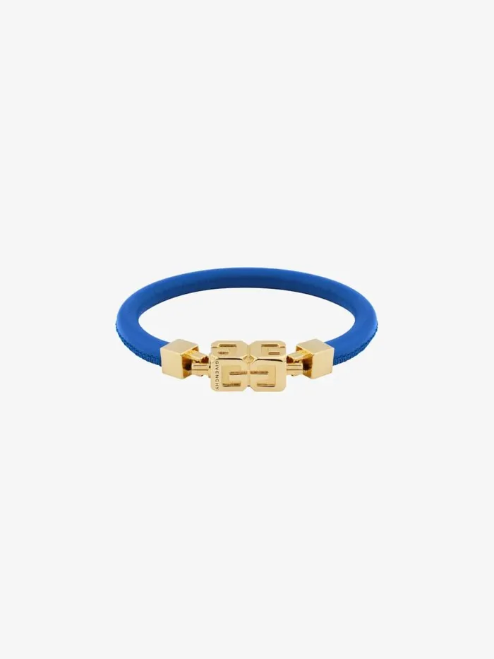 Men Jewelry Givenchy G Cube Bracelet In Leather And Metal Royal Blue