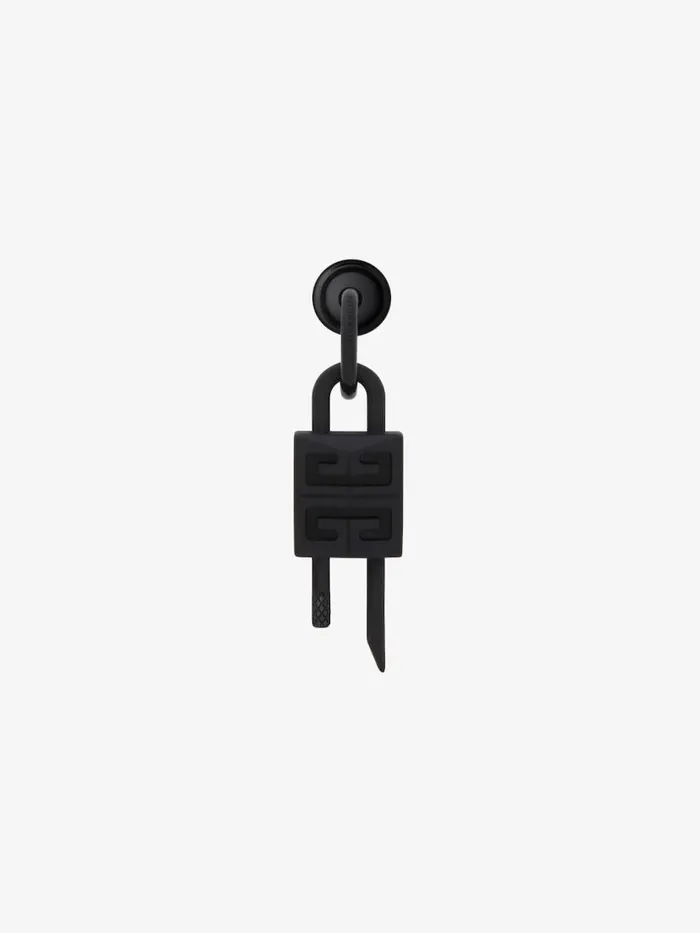 Men Jewelry Givenchy Lock Earring In Enamelled Metal Black