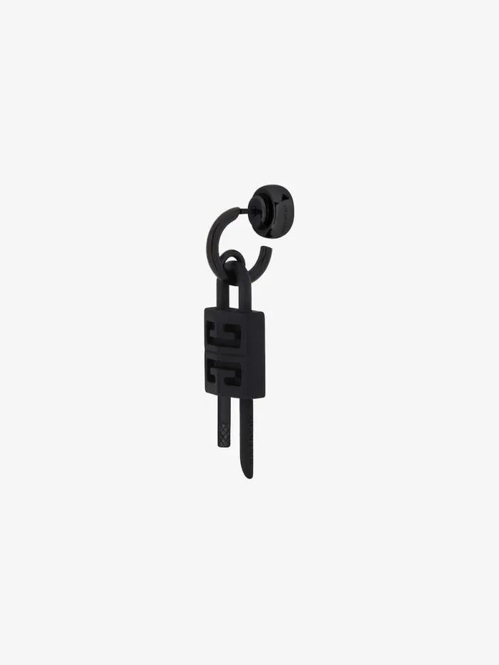 Men Jewelry Givenchy Lock Earring In Enamelled Metal Black Men Jewelry Givenchy Lock Earring In Enamelled Metal Black