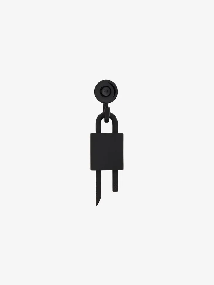 Men Jewelry Givenchy Lock Earring In Enamelled Metal Black Men Jewelry Givenchy Lock Earring In Enamelled Metal Black