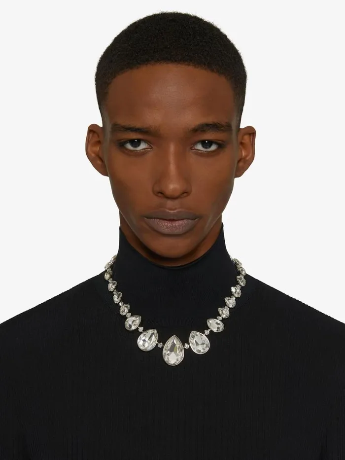 Men Jewelry Givenchy Short 4G Crystal Necklace In Metal With Crystals Silvery Men Jewelry Givenchy Short 4G Crystal Necklace In Metal With Crystals Silvery