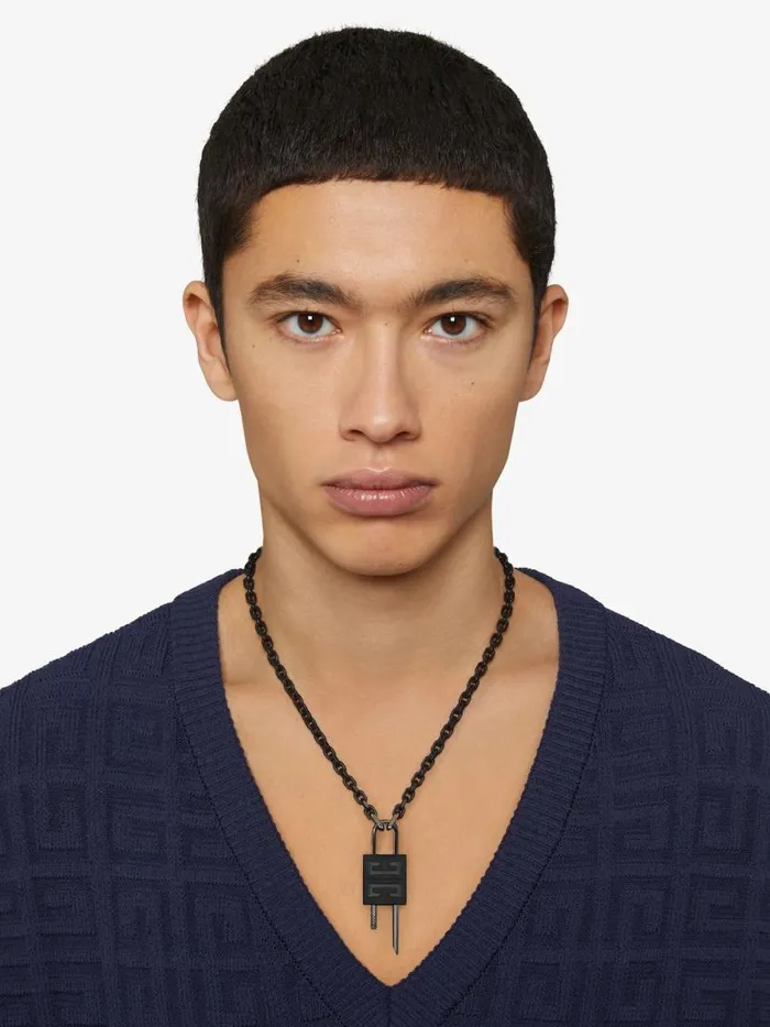 Men Jewelry Givenchy Small Lock Necklace In Metal Black Men Jewelry Givenchy Small Lock Necklace In Metal Black