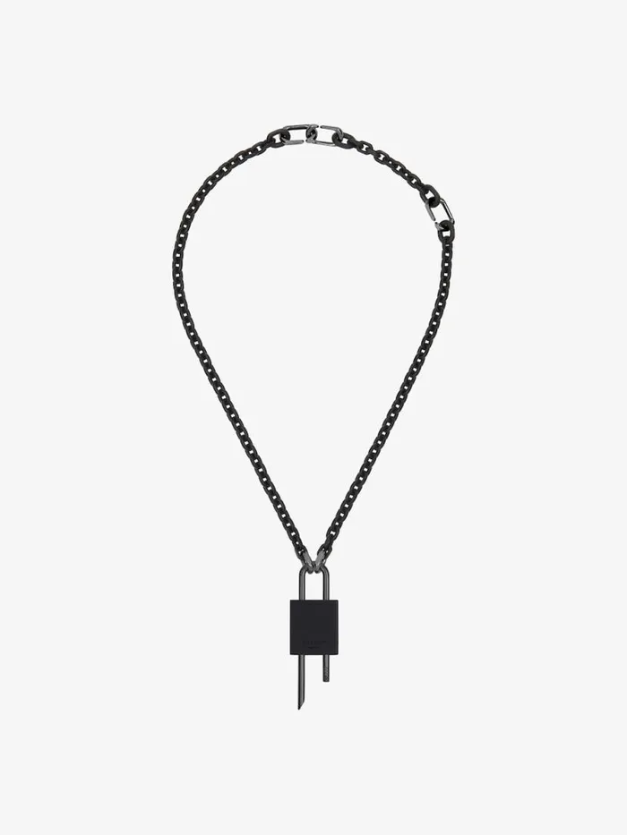Men Jewelry Givenchy Small Lock Necklace In Metal Black Men Jewelry Givenchy Small Lock Necklace In Metal Black