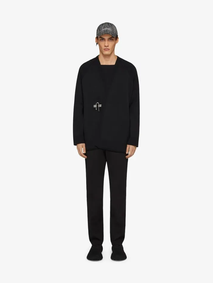 Men Knitwear Givenchy ULock Cardigan In Wool And Silk Black