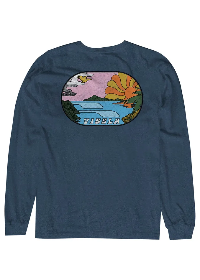 Men Long Sleeve Tees Vissla Portals Ls Tee MIH 8211 Midnight Heather