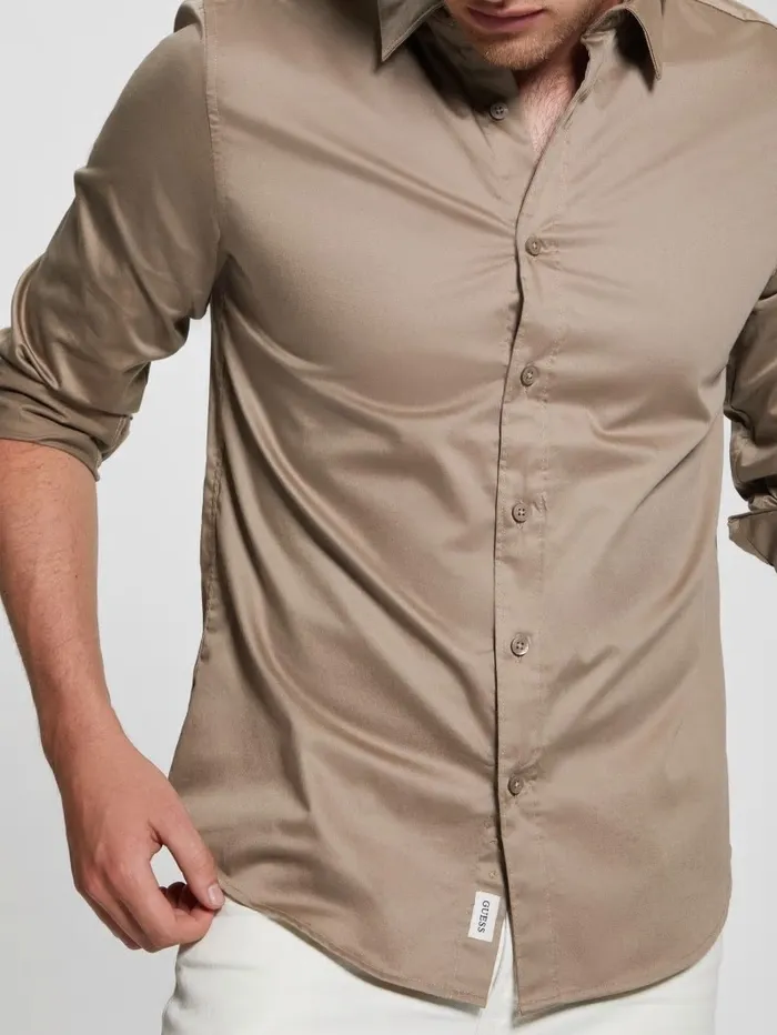 Men Luxe Stretch Shirt Champagne Shirts GUESS Men Luxe Stretch Shirt Champagne Shirts GUESS