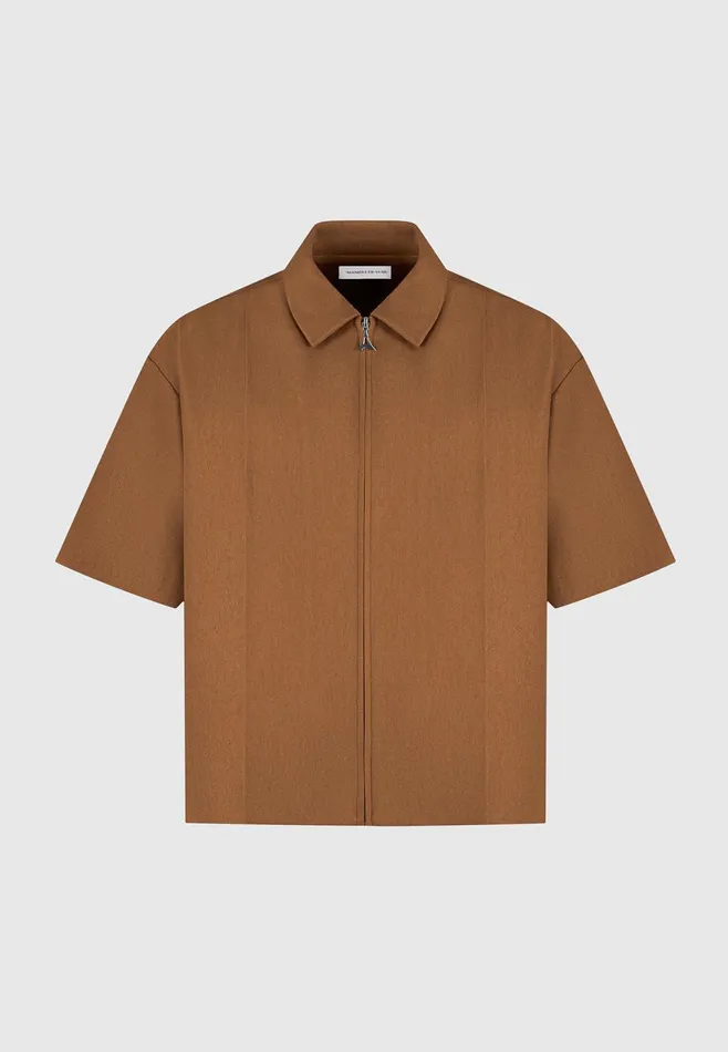 Men Manire De Voir Boxy Shirt With Crease Fawn
