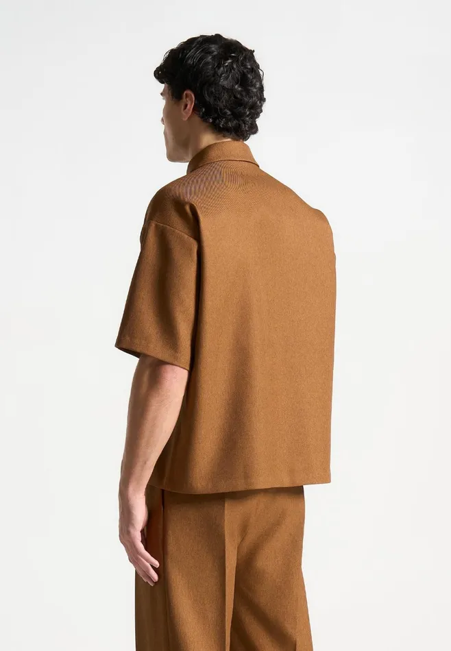 Men Manire De Voir Boxy Shirt With Crease Fawn