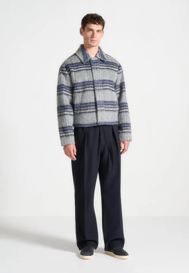 Men Manire De Voir Brushed Checked Jacket Navy