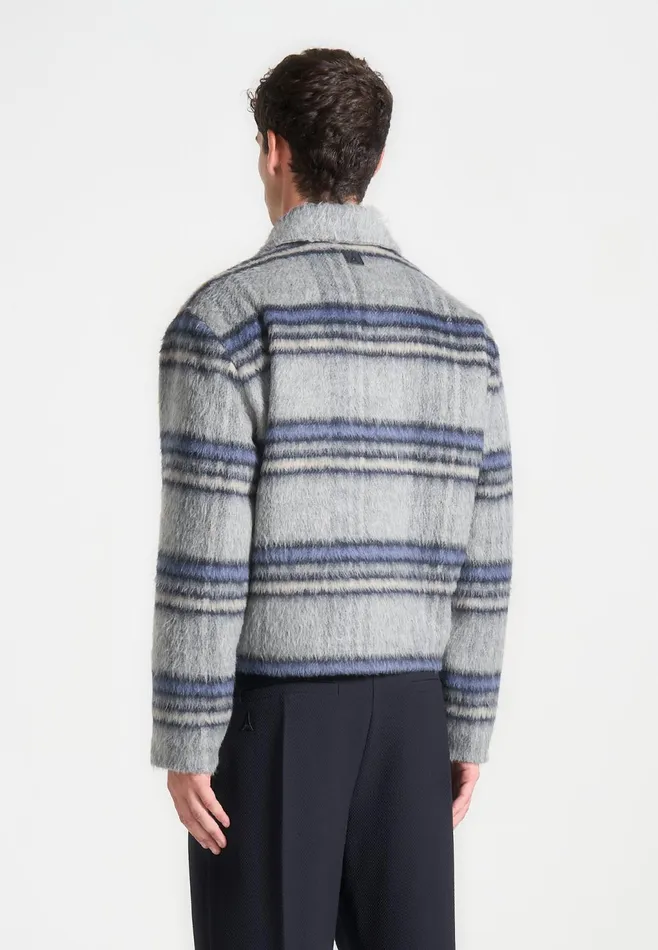 Men Manire De Voir Brushed Checked Jacket Navy