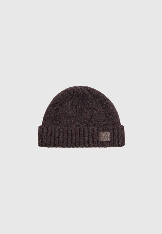 Men Manire De Voir Brushed Wool Knit Beanie Brown