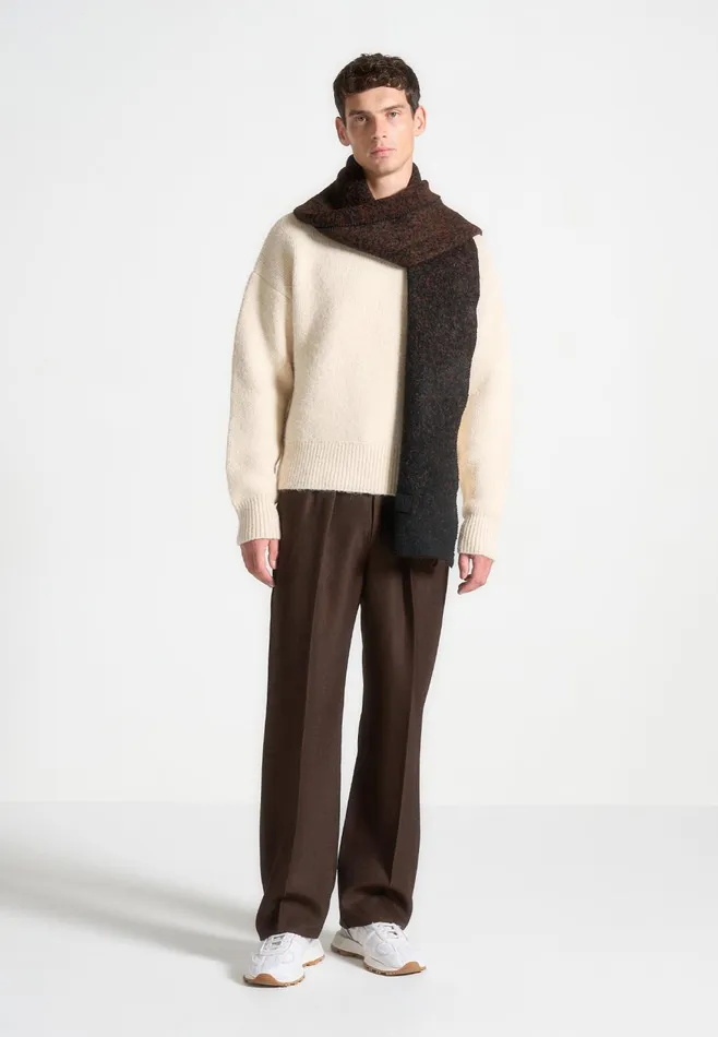 Men Manire De Voir Brushed Wool Knit Jumper Cream