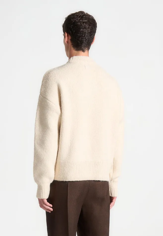 Men Manire De Voir Brushed Wool Knit Jumper Cream