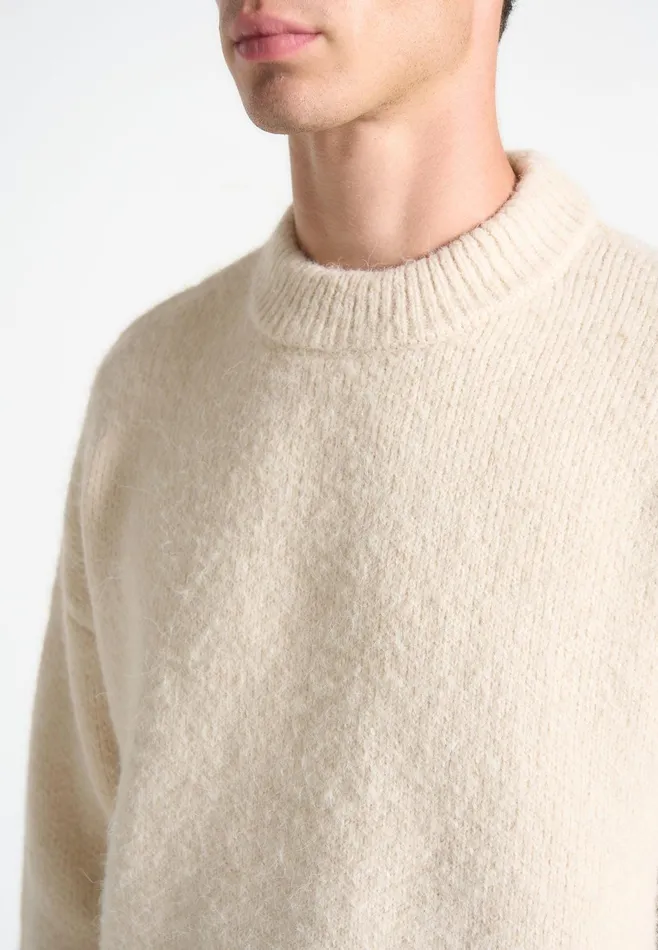 Men Manire De Voir Brushed Wool Knit Jumper Cream