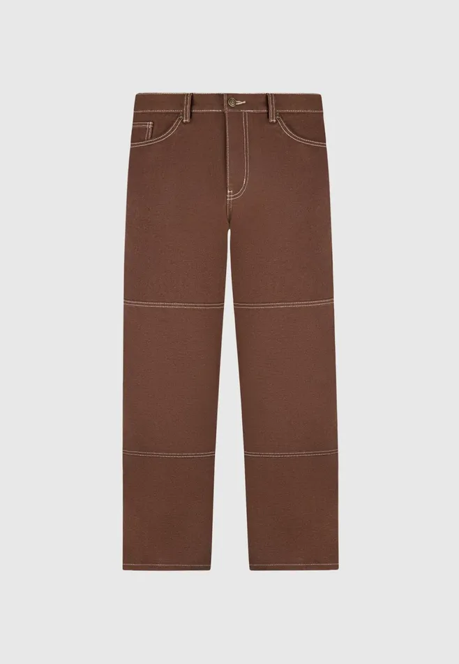 Men Manire De Voir Contrast Stitch Carpenter Jean Brown