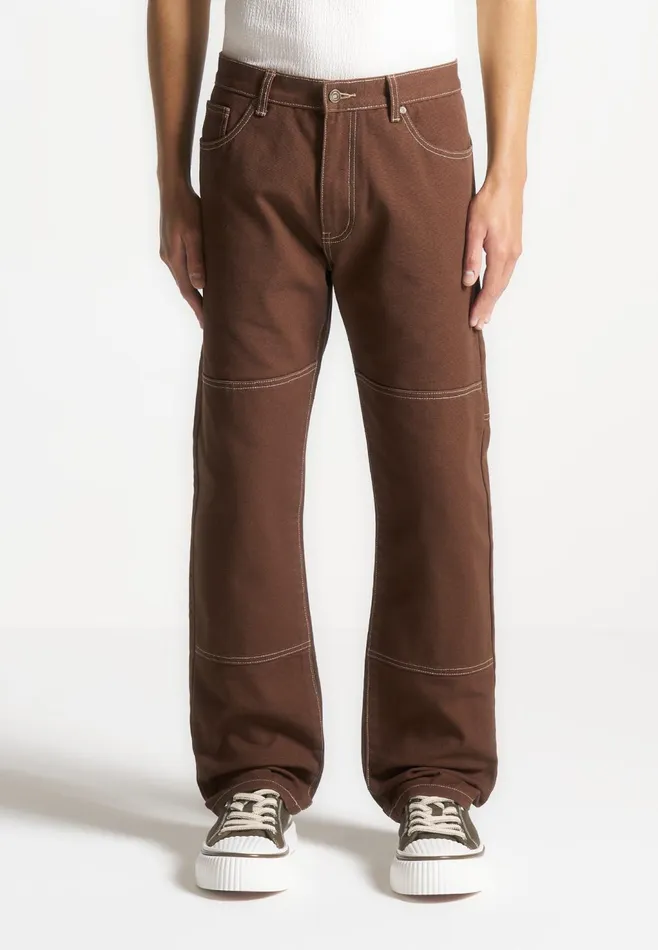 Men Manire De Voir Contrast Stitch Carpenter Jean Brown