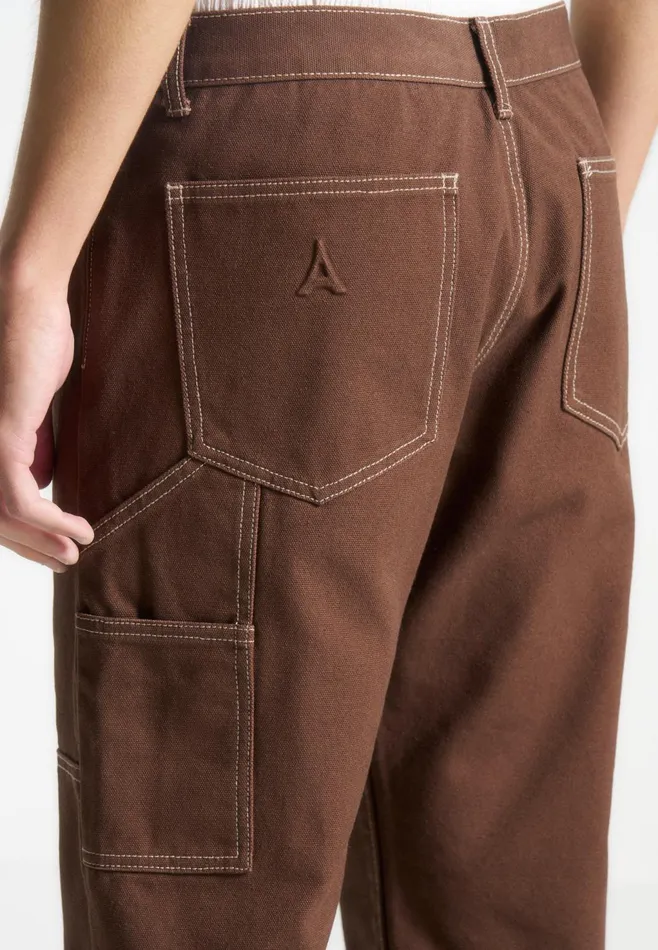 Men Manire De Voir Contrast Stitch Carpenter Jean Brown