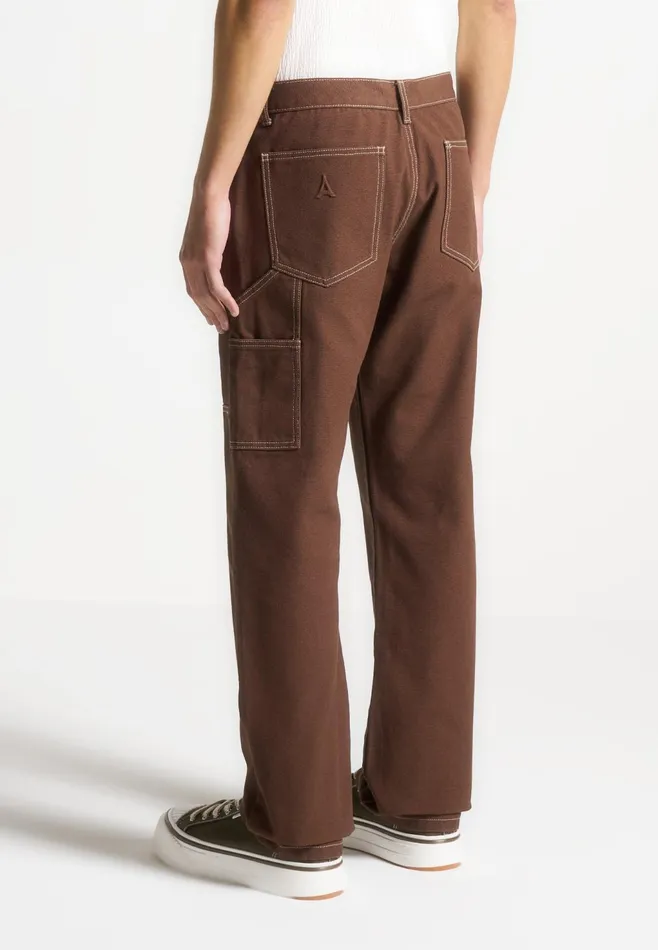 Men Manire De Voir Contrast Stitch Carpenter Jean Brown