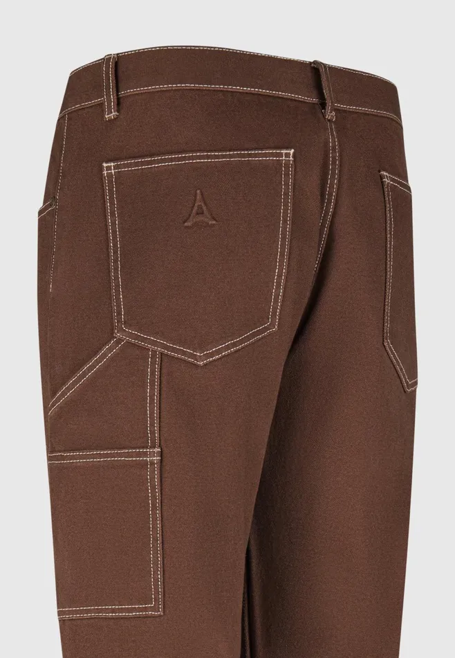 Men Manire De Voir Contrast Stitch Carpenter Jean Brown