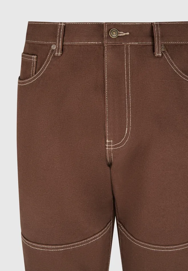 Men Manire De Voir Contrast Stitch Carpenter Jean Brown