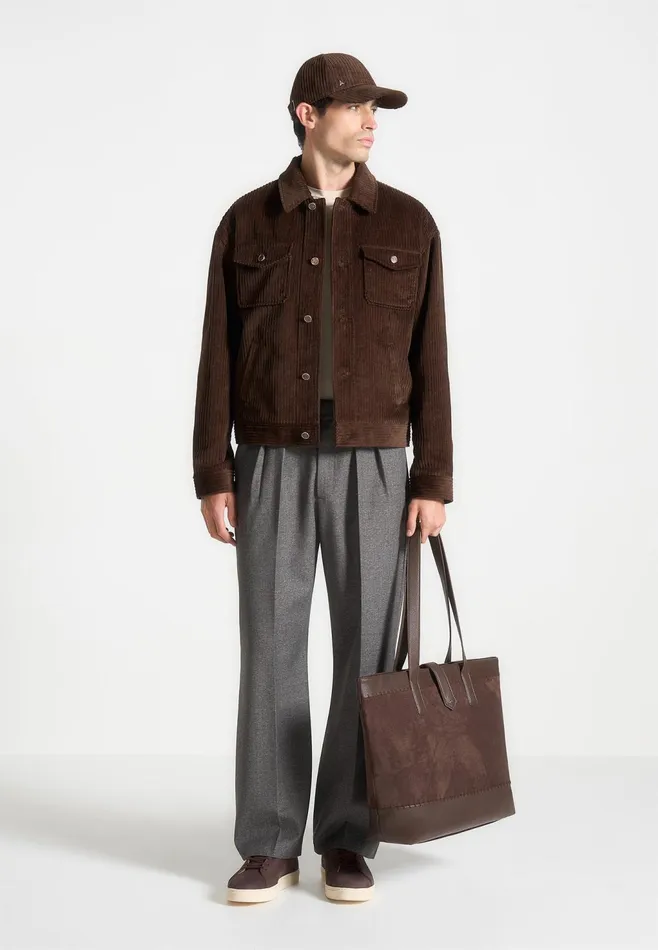 Men Manire De Voir Corduroy Trucker Jacket Brown
