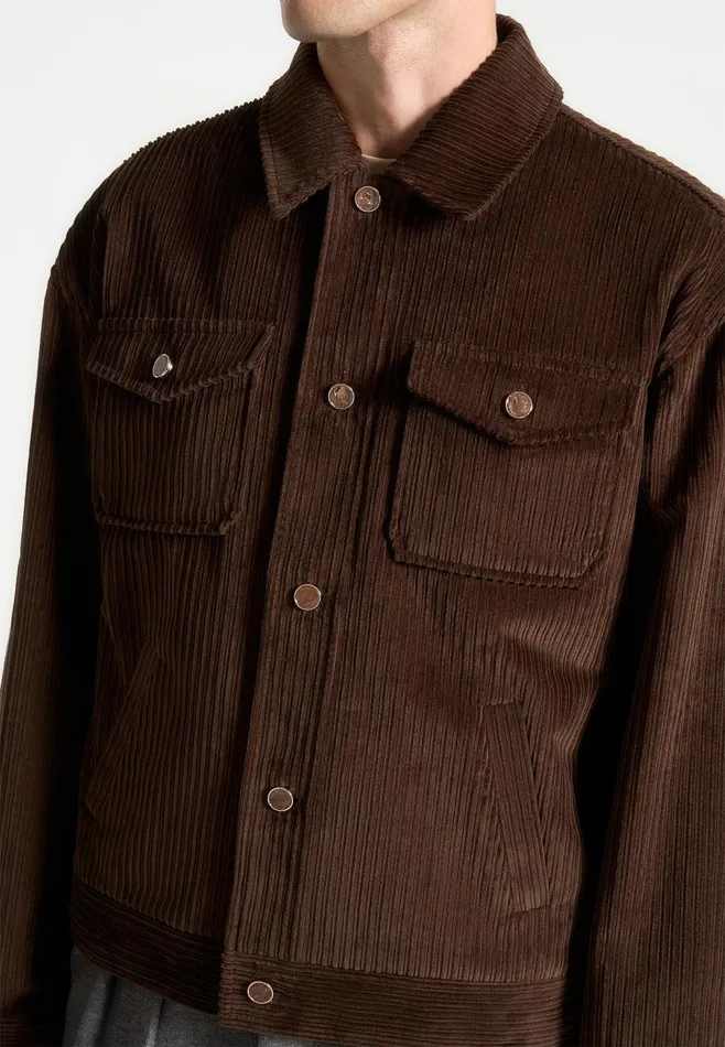 Men Manire De Voir Corduroy Trucker Jacket Brown