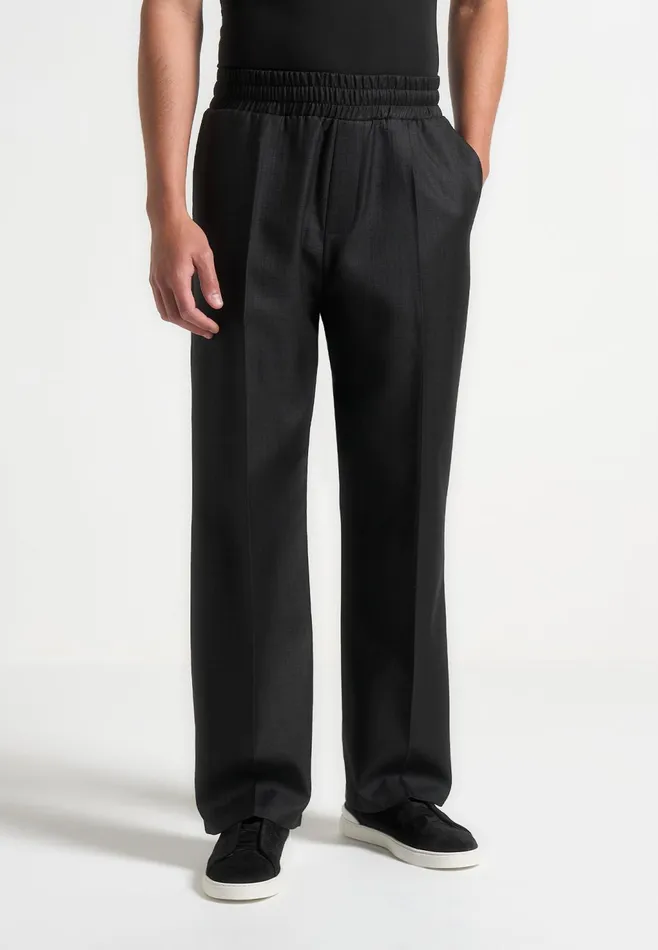 Men Manire De Voir Elasticated Tailored Crease Trousers Black