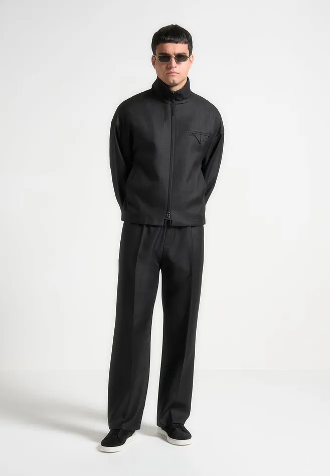Men Manire De Voir Elasticated Tailored Crease Trousers Black