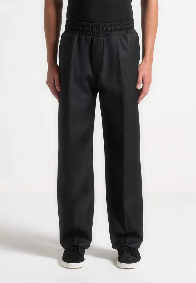 Men Manire De Voir Elasticated Tailored Crease Trousers Black