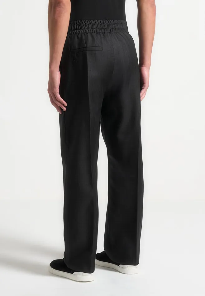 Men Manire De Voir Elasticated Tailored Crease Trousers Black