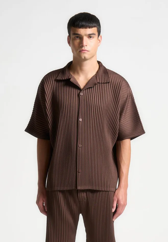 Men Manire De Voir Pleated Shirt Brown