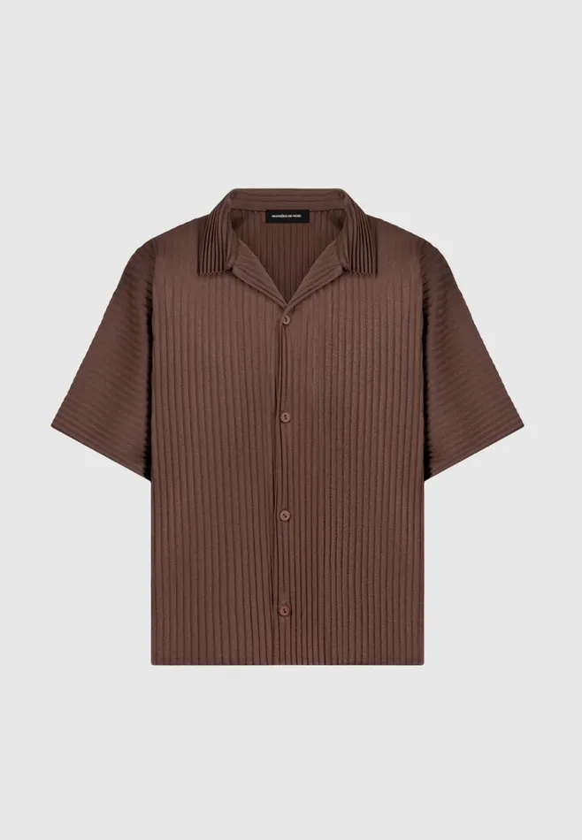 Men Manire De Voir Pleated Shirt Brown
