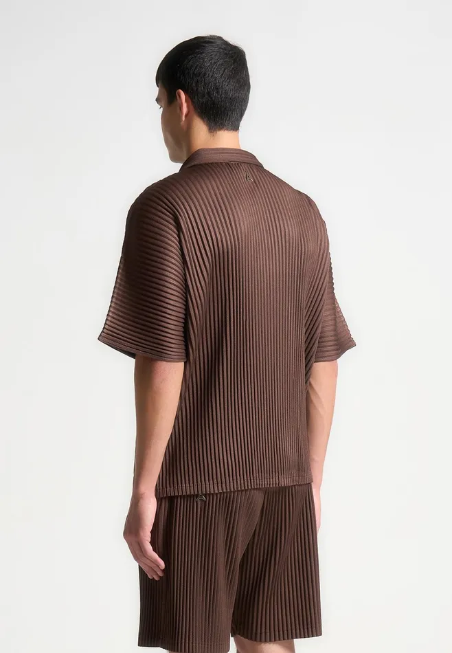 Men Manire De Voir Pleated Shirt Brown