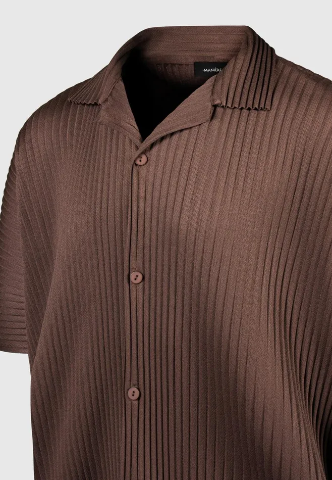 Men Manire De Voir Pleated Shirt Brown