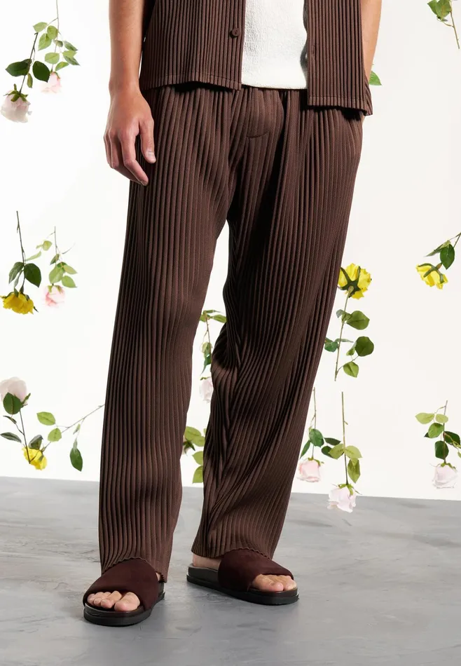 Men Manire De Voir Pleated Trousers Brown