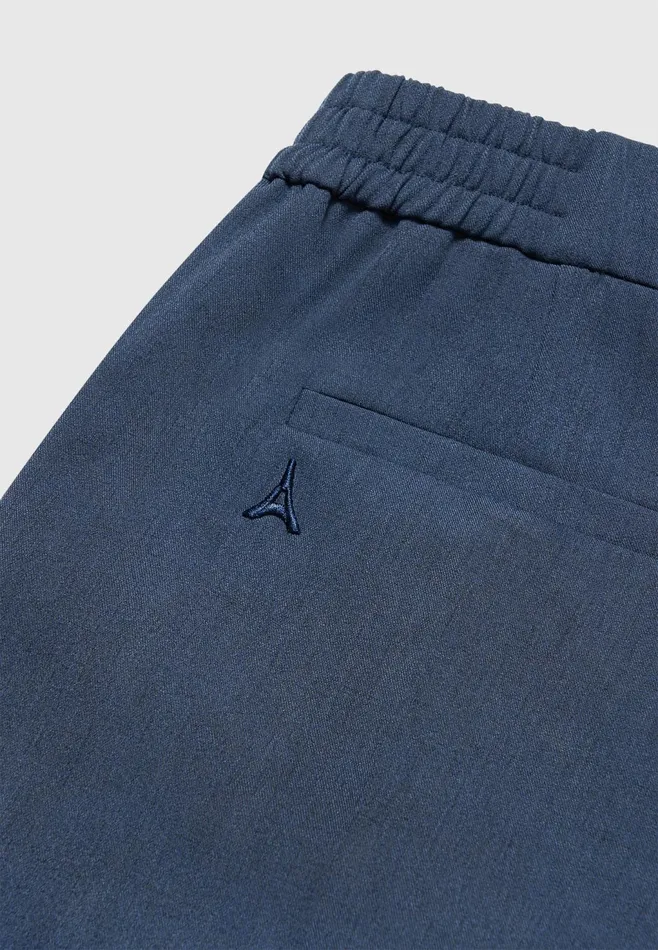 Men Manire De Voir Relaxed Fit Hatched Pleated Tailored Trousers Blue