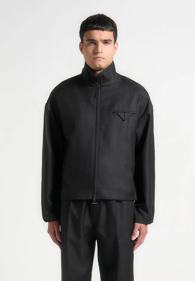 Men Manire De Voir Tailored Funnel Neck Jacket Black