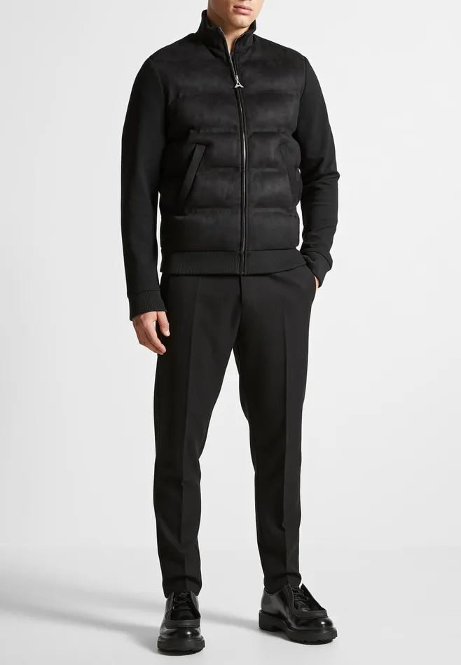 Men Manire De Voir Vegan Suede and Jersey Heat Seal Jacket Black