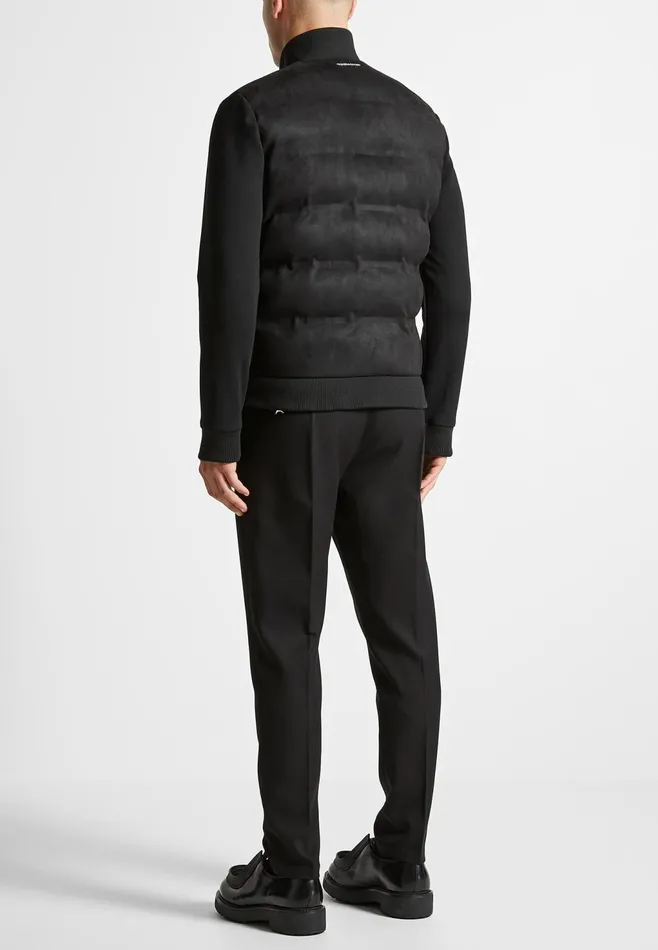 Men Manire De Voir Vegan Suede and Jersey Heat Seal Jacket Black