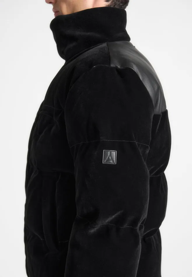 Men Manire De Voir Velvet Puffer Jacket Black