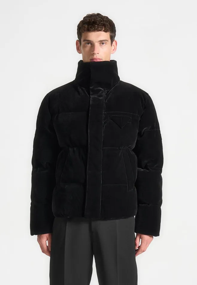 Men Manire De Voir Velvet Puffer Jacket Black