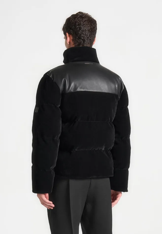 Men Manire De Voir Velvet Puffer Jacket Black