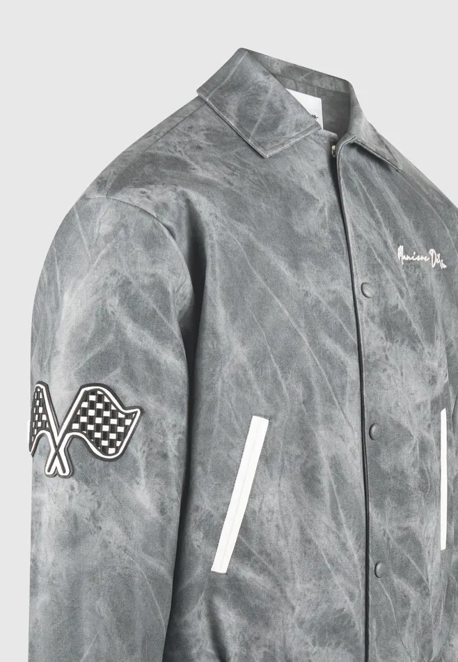 Men Manire De Voir Vintage Marble Varsity Jacket Grey