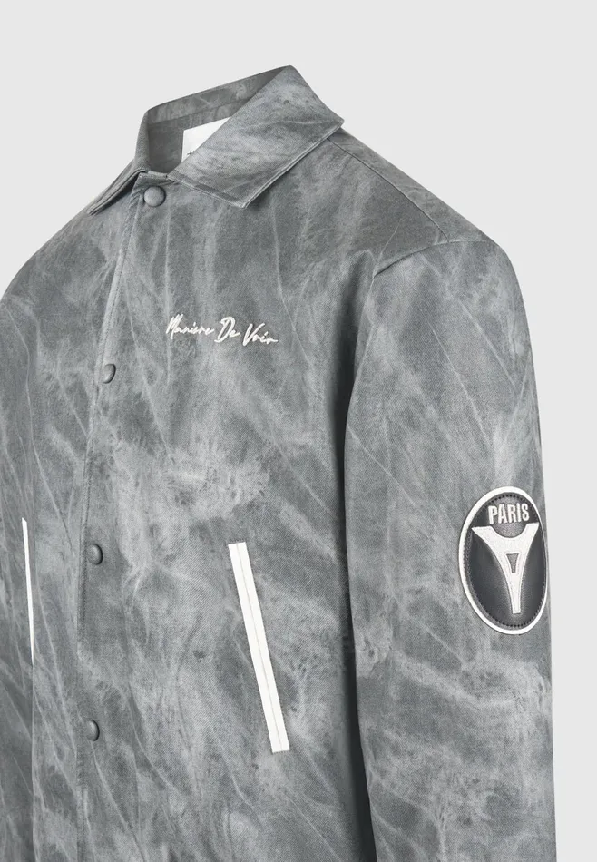 Men Manire De Voir Vintage Marble Varsity Jacket Grey
