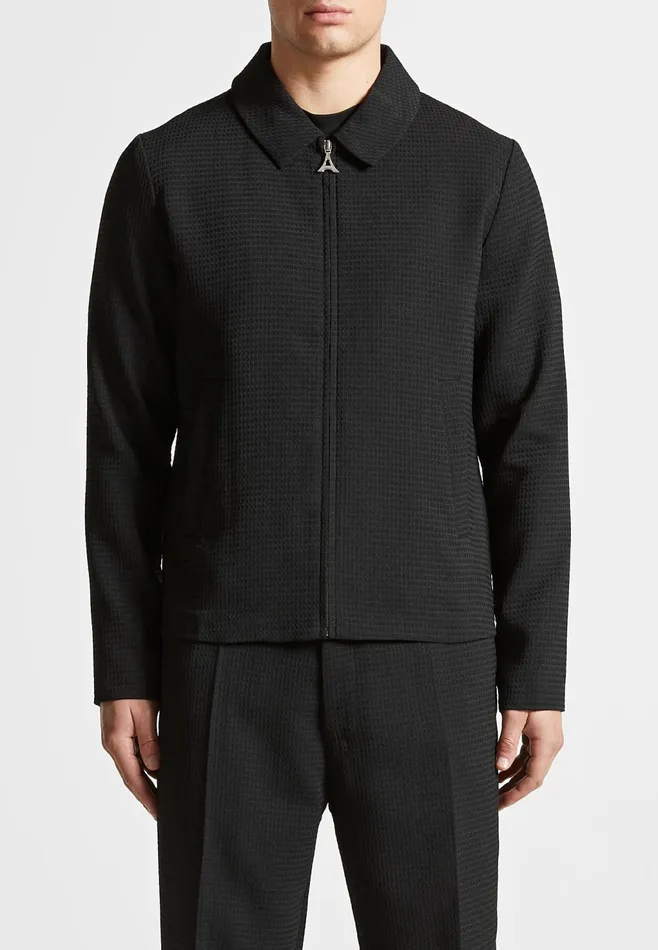 Men Manire De Voir Waffle Seersucker Jacket Black