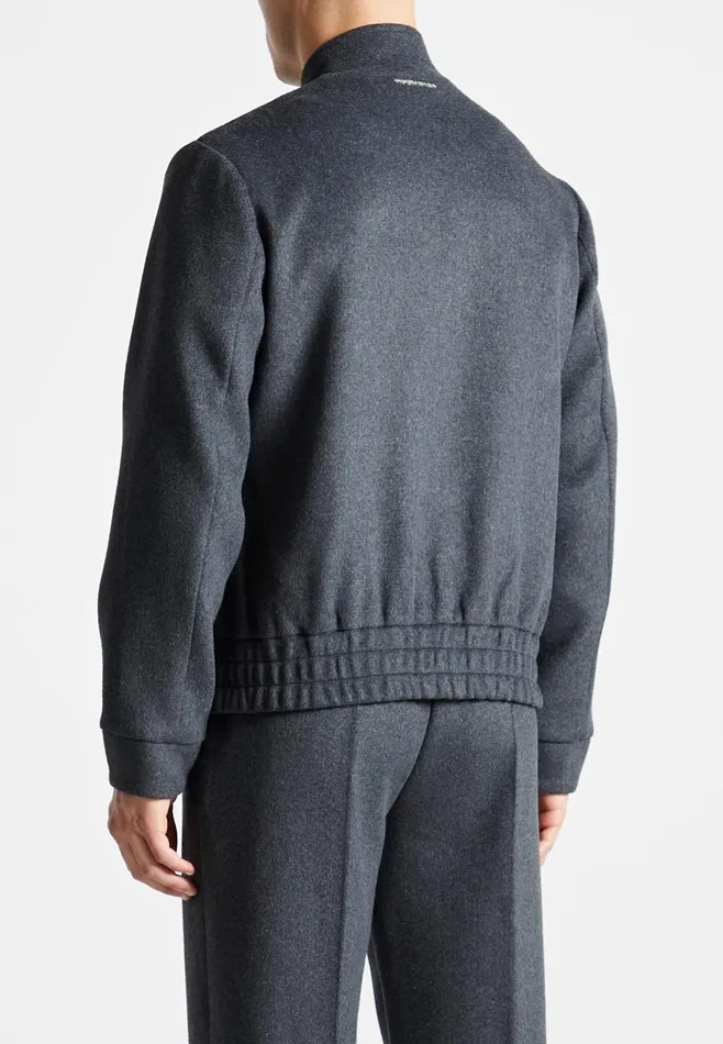 Men Manire De Voir Wool Blend Marl Bomber Jacket Charcoal Grey