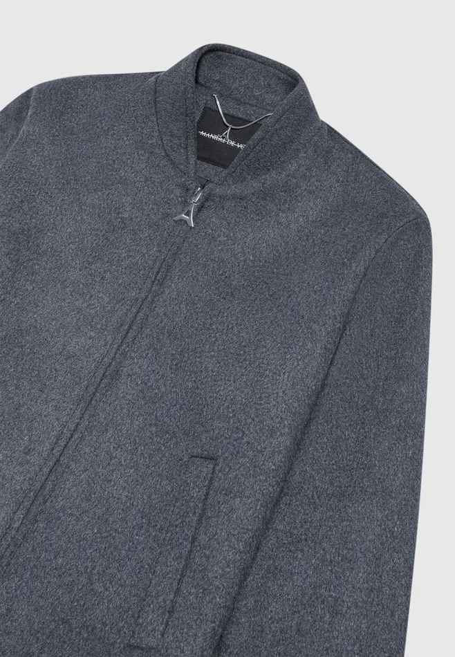 Men Manire De Voir Wool Blend Marl Bomber Jacket Charcoal Grey